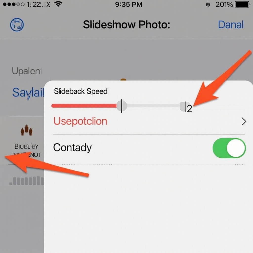 how to slow down slideshow in photos iphone